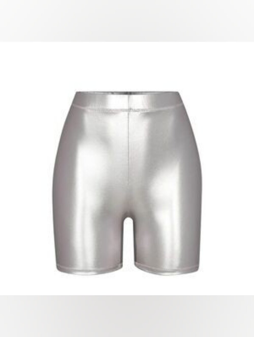 Skims Swim Metallic Mid Waist Short  SW-MWS-0033 Nickel Size Large
